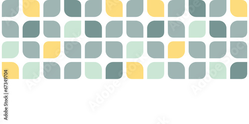 Abstract gray yellow rounded squares horizontal seamless pattern