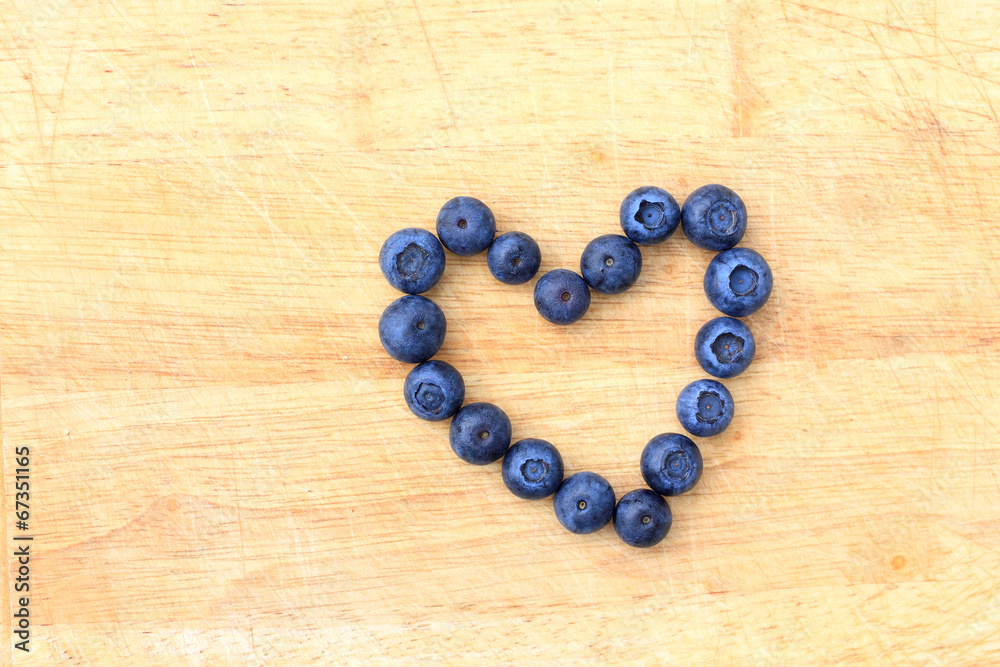 Blueberries in the shape of heart Blueberries in the shape of heart