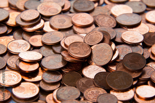 Coins background.  euro coins.  cent coins. euro cents.