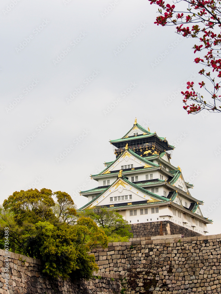 Osaka castle with cloudy sky, Osaka, Japan Osaka castle with cloudy sky, Osaka, Japan