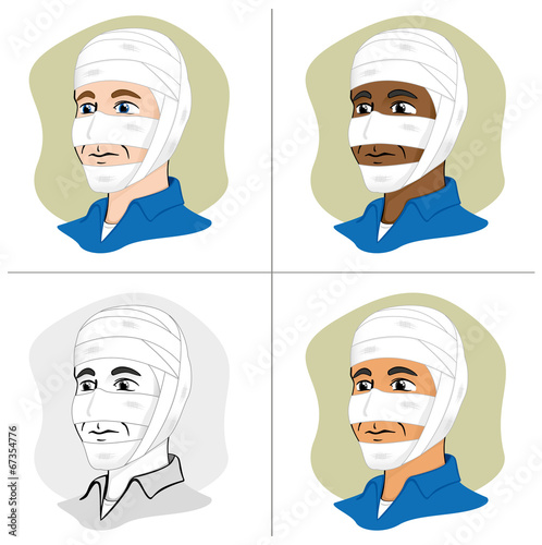 First Aid bandage with bandage on head