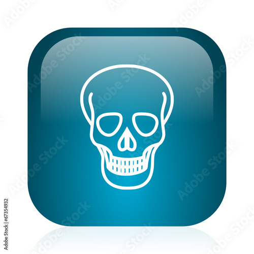 skull blue glossy internet icon