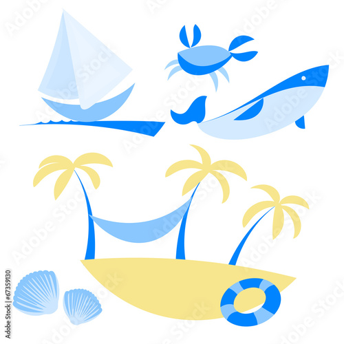 illustration set of icons with vocation and sea themes
