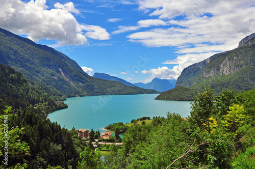 Molveno lake, top view, Italy