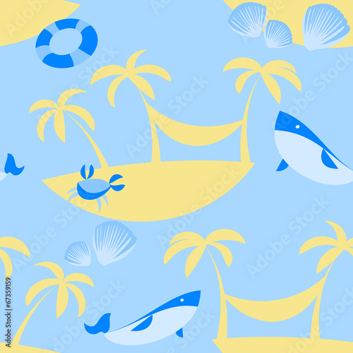 Seamless Beach Vector Pattern