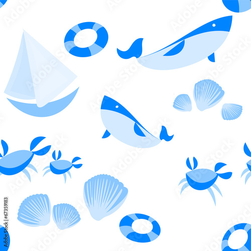 Seamless Beach Vector Pattern