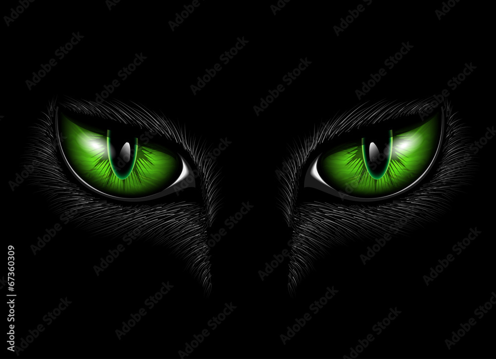 green cat eyes