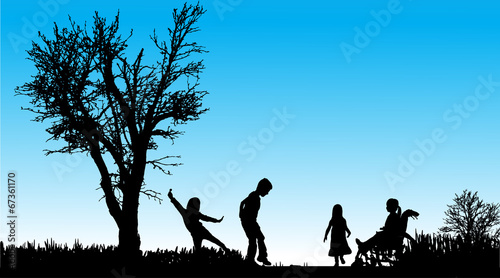 Vector silhouette of children.