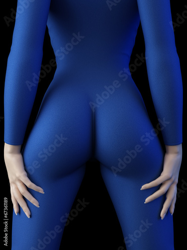 Woman wearing tight leather
