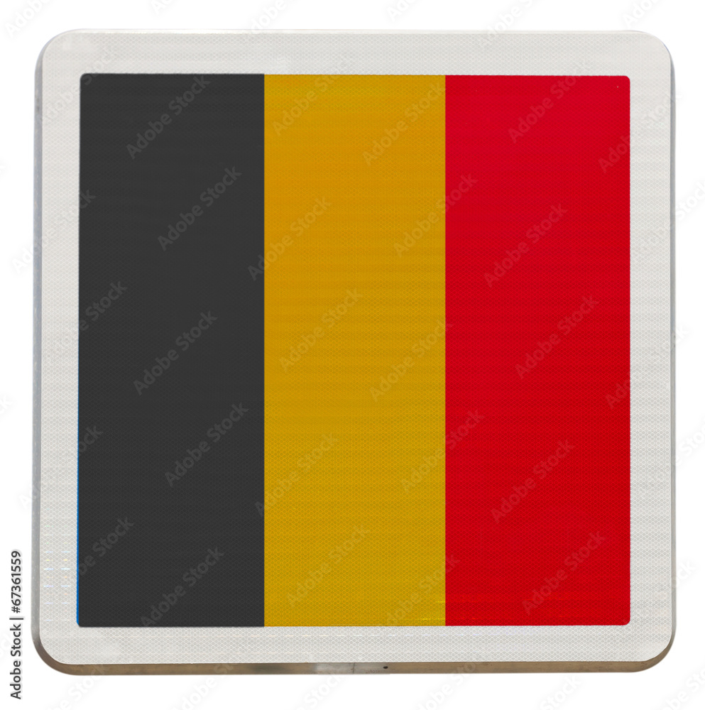 Fototapeta premium drapeau belge sur panneau de signalisation