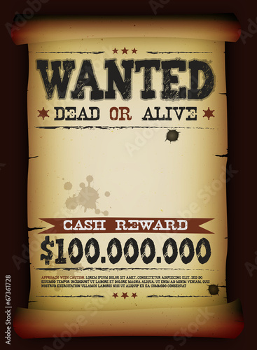 Wanted Vintage Poster On Parchment