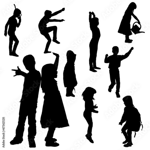 Vector silhouette of children.