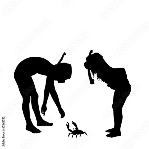 Vector silhouette of children.