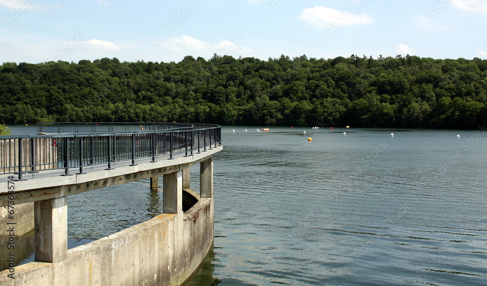 Bridge and reservoir (Eau 'd Heure) in Belgian Ardennes