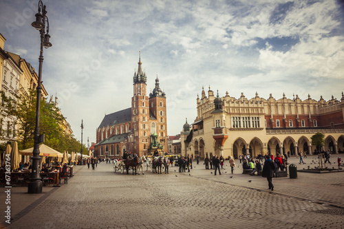 The St Mary church at the market in Krakow in Poland © anilah