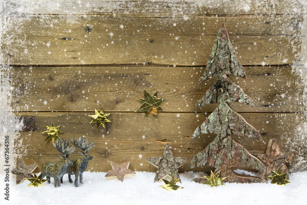 Hintergrund weihnachtlich natürlich mit Holz - Bastelidee