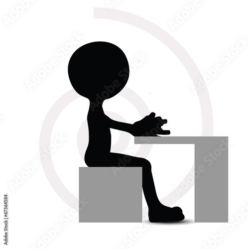3d man in typing pose