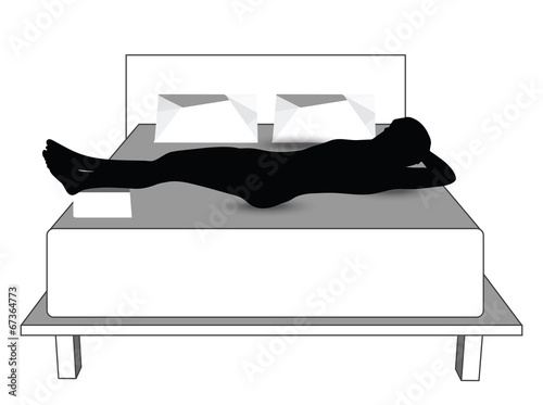silhouette of a man in bed