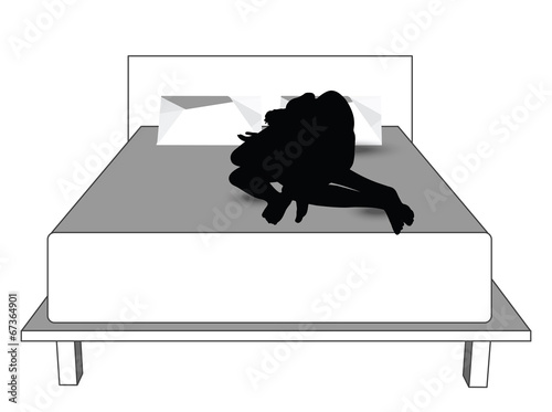 silhouette of a couple woman man in bed