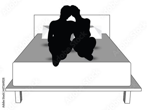 silhouette of a couple woman man in bed