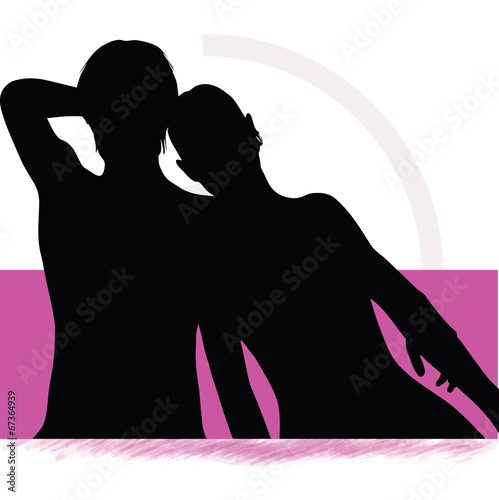 silhouette of a couple woman man in bed