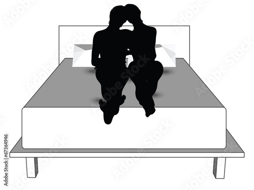 silhouette of a couple woman man in bed