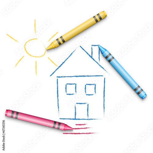 Kid Hand Drawing House