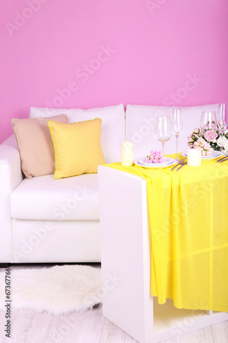 Festive table setting in interior