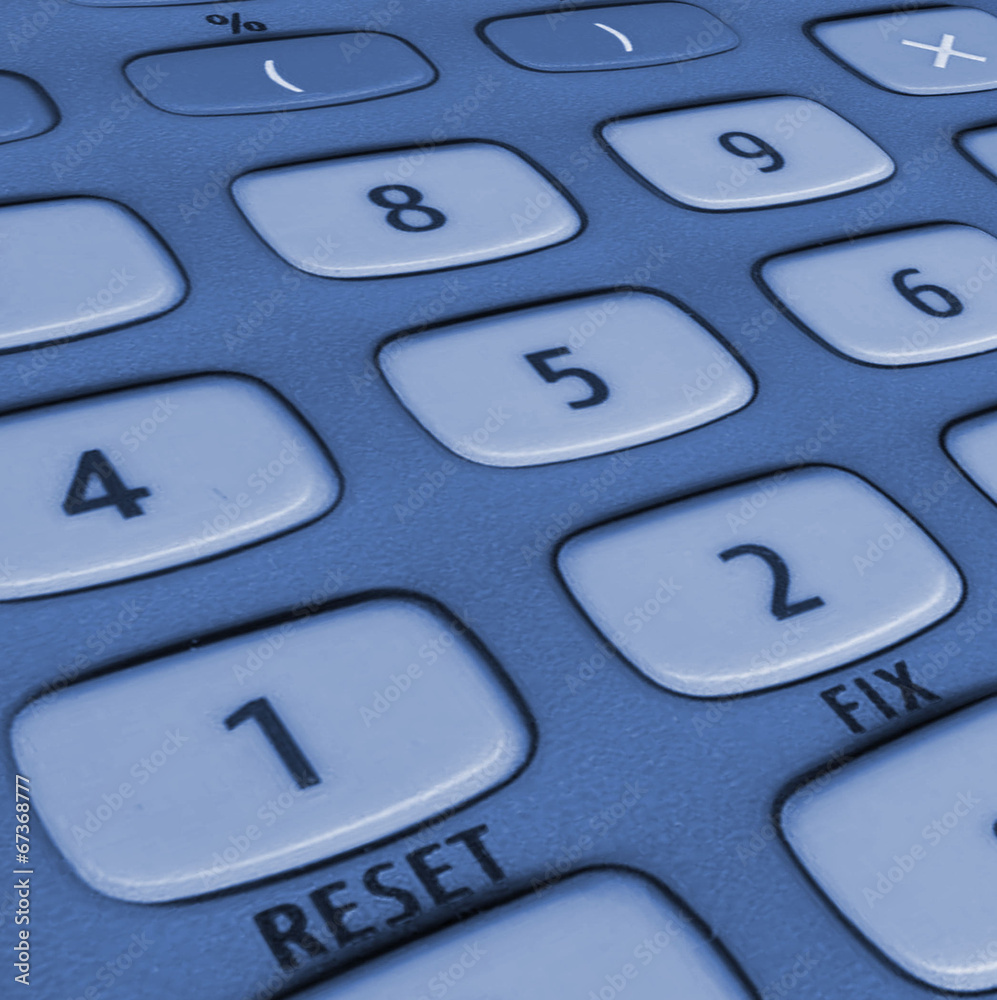 Keyboard of old blue calculator.Background Keyboard of old blue calculator.Background