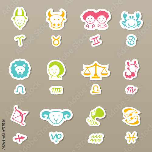 zodiac icons set vector