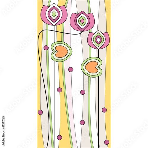 Stained glass window with water lily