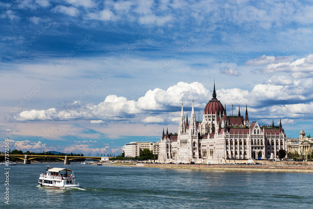 The view of Budapest and the Parliament.