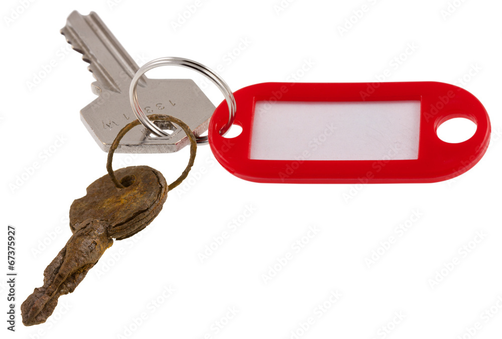 clé normale, clé rouillée et porte-étiquette rouge Stock Photo | Adobe Stock