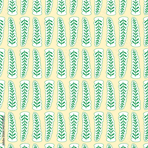 Seamless pattern with silhouettes of leaves on long stems