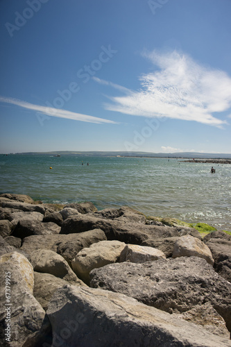 Rocky coastline and tranquil bay