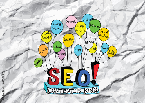 Seo Idea SEO Search Engine Optimization on crumpled paper