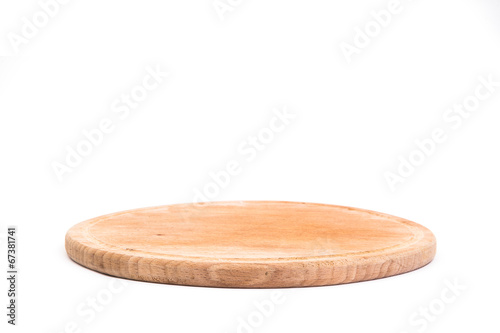 Wooden chopping board isolated on white background