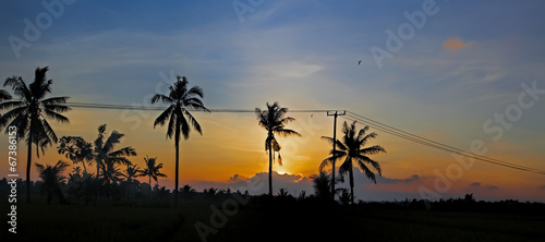 Sun setting over Bali