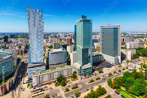 Business district in Warsaw, Poland