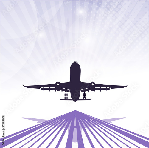 plane going to take off on an abstract background