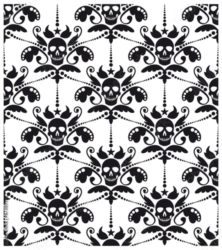 Pattern baroque with skulls