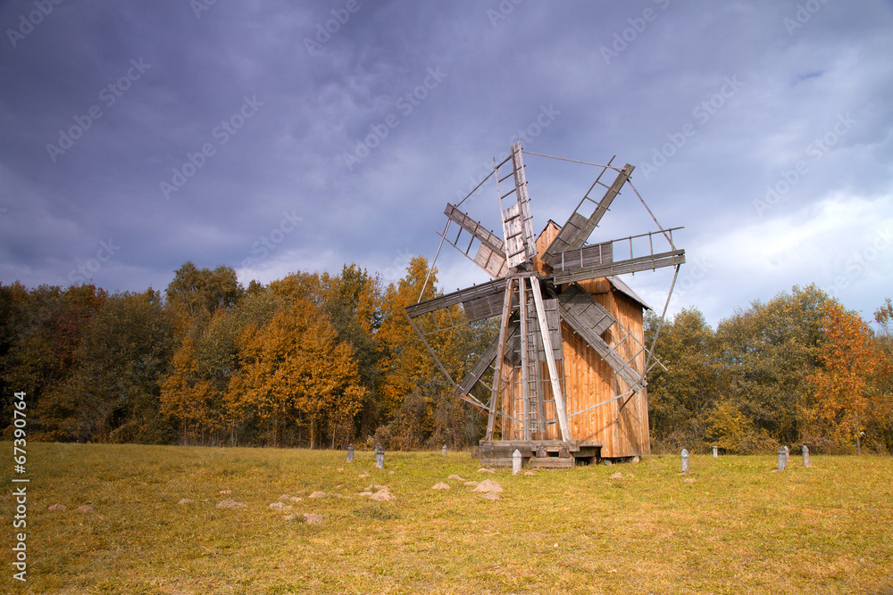 old wooden mill in the center of Europe