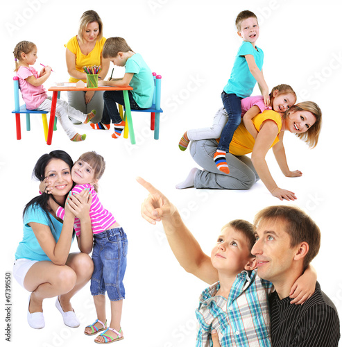 Set photos of happy familie...