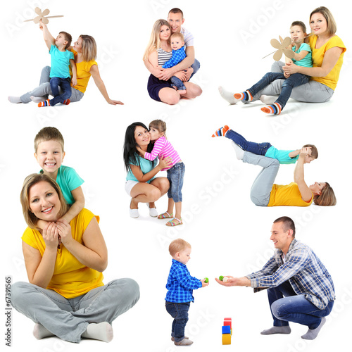 Set photos of happy familie...