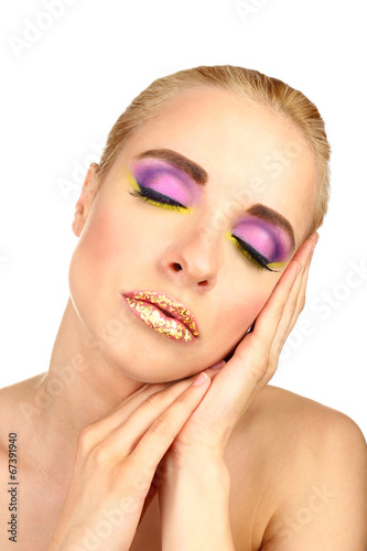 Beautiful woman with bright...
