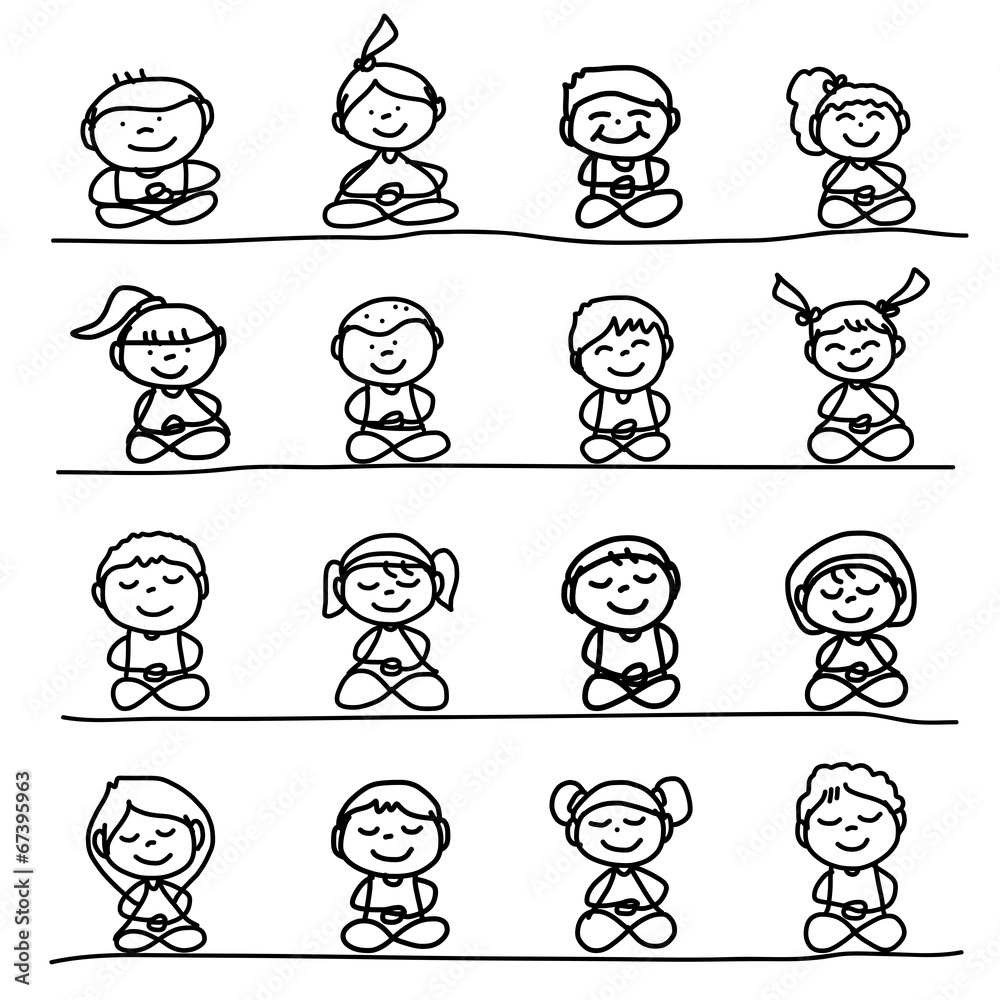 hand drawing cartoon meditation