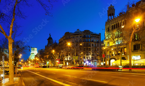 Night view of Passeig de Gracia in Barcelona, Catalonia