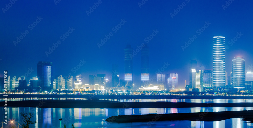 Obraz premium financial district night view