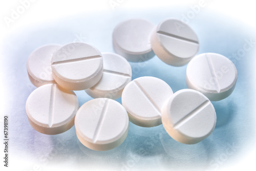 Close up white tablet pills