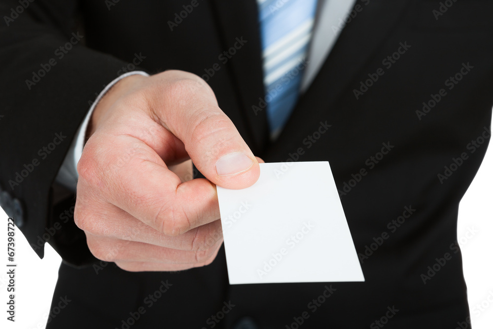 Businessman Holding Blank Visiting Card Businessman Holding Blank Visiting Card